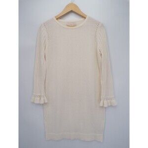 Gal Meets Glam Agnes Sweater Dress Pointelle Long Sleeves Cream Size Large